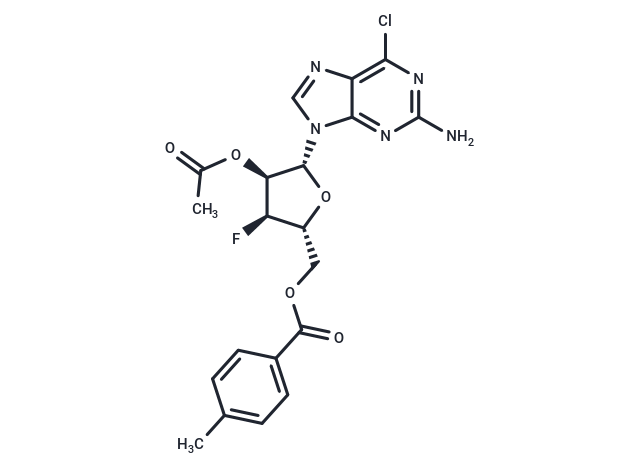 化合物 9-(2-O-Acetyl-5-O-toluyl-3-deoxy-3-fluoro-beta-D-ribofuranosyl)-2-amino-6-chloropurine|TNU0769|TargetMol