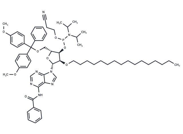 化合物 N6-Bz-5’-O-DMTr-2’-O-hexadecanyl adenosine 3’-CED phosphoramidite|TNU1652|TargetMol