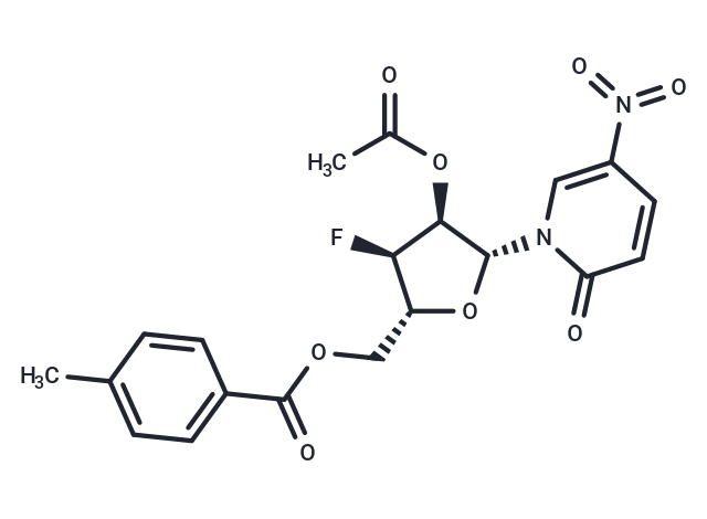 化合物 1-(2-O-Acetyl-5-O-(p-toluoyl)-3-deoxy-3-fluoro-b-D-ribofuranosyl)-5-nitropyridine-2(1H)-one|TNU0830|TargetMol