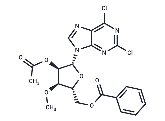 化合物 9-(2’-O-Acetyl-5’-O-benzoyl-3’-O-methyl-beta-D-ribofuranosyl)-2,6-dichloropurine|TNU0733|TargetMol
