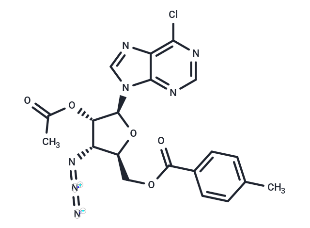 化合物 6-Chloro-9-[2-O-acetyl-5-O-(p-toluoyl)-3-azido-3-deoxy-beta-L-ribofuranosyl]-9H-purine|TNU1140|TargetMol