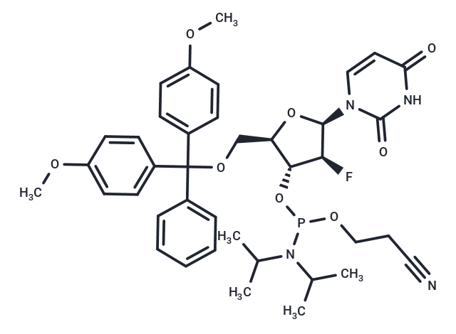 化合物 5’-O-(4,4’-Dimethoxytrityl)-2’-deoxy-2’-fluoro-b-D-arabinouridine-3’-CEN-phosphoramidite|TNU1173|TargetMol