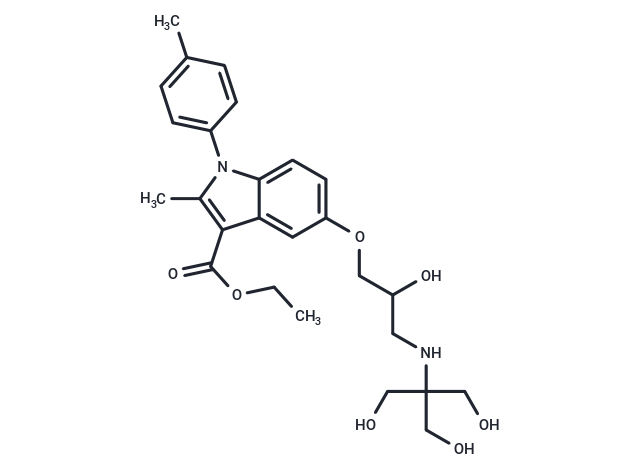 1H-Indole-3-carboxylic acid, 5-[2-hydroxy-3-[[2-hydroxy-1,1-bis(hydroxymethyl)ethyl]amino]propoxy]-2-methyl-1-(4-methylphenyl)-, ethyl ester|T67751|TargetMol