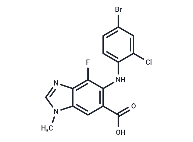 化合物 5-((4-Bromo-2-chlorophenyl)amino)-4-fluoro-1-methyl-1H-benzo[d]imidazole-6-carboxylic acid|T66323|TargetMol