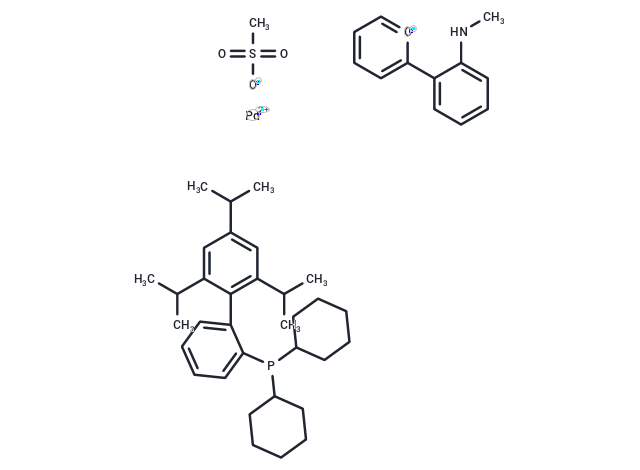 化合物 Methanesulfonato(2-dicyclohexylphosphino-2',4',6'-tri-i-propyl-1,1'-biphenyl)(2'-methylamino-1,1'-biphenyl-2-yl)palladium(II)|T67240|TargetMol