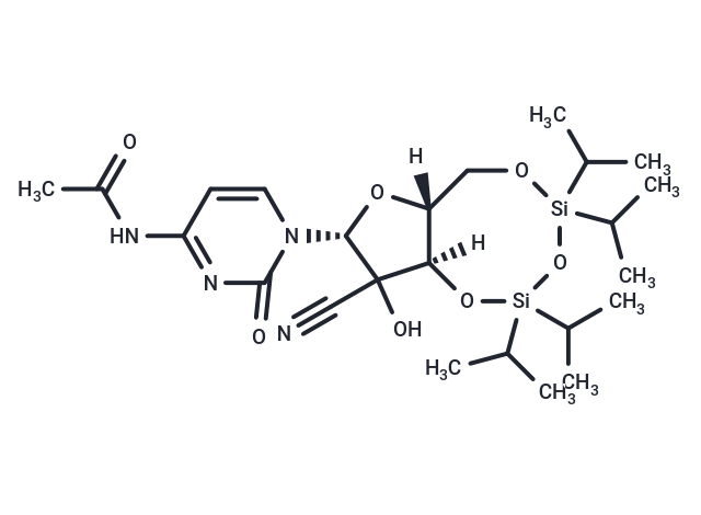 化合物 N-(1-((6aR,8R,9aR)-9-Cyano-9-hydroxy-2,2,4,4-tetraisopropyltetrahydro-6H-furo[3,2-f][1,3,5,2,4]trioxadisilocin-8-yl)-2-oxo-1,2-dihydropyrimidin-4-yl)acetamide|T67388|TargetMol