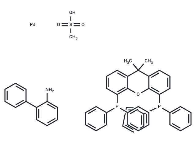 化合物 [2'-(Amino-κN)[1,1'-biphenyl]-2-yl-κC][[5-(diphenylphosphino)-9,9-dimethyl-9H-xanthen-4-yl]diphenylphosphine-κP](methanesulfonato-κO)palladium|T66571|TargetMol