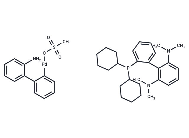 化合物 Methanesulfonato(2-dicyclohexylphosphino-2',6'-bis(dimethylamino)-1,1'-biphenyl)(2'-amino-1,1'-biphenyl-2-yl)palladium(II)|T64712|TargetMol