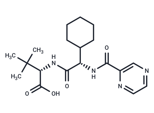 化合物 (S)-2-((S)-2-Cyclohexyl-2-(pyrazine-2-carboxamido)acetamido)-3,3-dimethylbutanoic acid|T66357|TargetMol