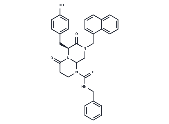 化合物 (6S)-N-Benzyl-6-(4-hydroxybenzyl)-8-(naphthalen-1-ylmethyl)-4,7-dioxohexahydro-2H-pyrazino[1,2-a]pyrimidine-1(6H)-carboxamide|T65994|TargetMol