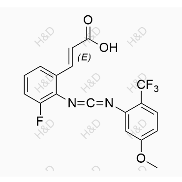 (E)-3-(3-fluoro-2-((((5-methoxy-2-(trifluoromethyl)phenyl)imino)methylene)amino)phenyl)acrylic acid	来特莫韦杂质12