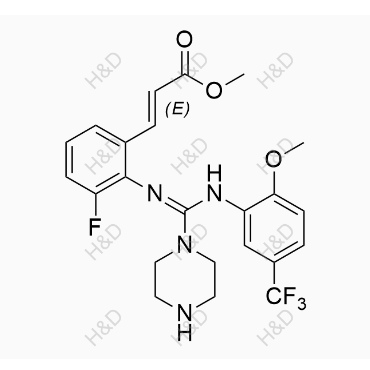 (2E)-methyl 3-(3-fluoro-2-((((2-methoxy-5-(trifluoromethyl)phenyl)amino)(piperazin-1-yl)methylene)amino)phenyl)acrylate	来特莫韦杂质13