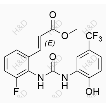 (E)-methyl 3-(3-fluoro-2-(3-(2-hydroxy-5-(trifluoromethyl)phenyl)ureido)phenyl)acrylate	来特莫韦杂质16