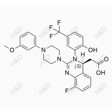 (S)-2-(8-fluoro-3-(2-hydroxy-5-(trifluoromethyl)phenyl)-2-(4-(3-methoxyphenyl)piperazin-1-yl)-3,4-dihydroquinazolin-4-yl)acetic acid	来特莫韦杂质20