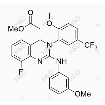 methyl 2-(8-fluoro-3-(2-methoxy-5-(trifluoromethyl)phenyl)-2-((3-methoxyphenyl)amino)-3,4-dihydroquinazolin-4-yl)acetate	来特莫韦杂质35