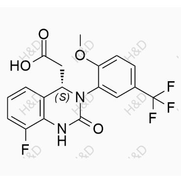 (S)-2-(8-fluoro-3-(2-methoxy-5-(trifluoromethyl)phenyl)-2-oxo-1,2,3,4-tetrahydroquinazolin-4-yl)acetic acid	来特莫韦杂质43