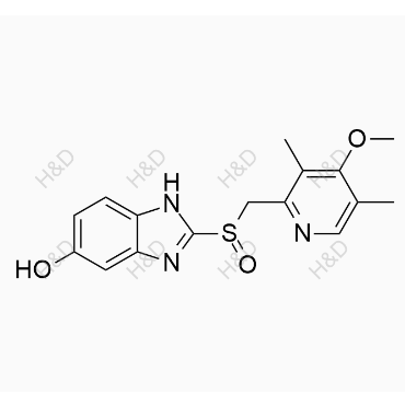 2-(((4-methoxy-3,5-dimethylpyridin-2-yl)methyl)sulfinyl)-1H-benzo[d]imidazol-5-ol	5-O-去甲基奥美拉唑	151602-49-2