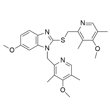 6-methoxy-1-((4-methoxy-3,5-dimethylpyridin-2-yl)methyl)-2-(((4-methoxy-3,5-dimethylpyridin-2-yl)methyl)thio)-1H-benzo[d]imidazole;	奥美拉唑中间体目标杂质1