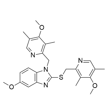 5-methoxy-1-((4-methoxy-3,5-dimethylpyridin-2-yl)methyl)-2-(((4-methoxy-3,5-dimethylpyridin-2-yl)methyl)thio)-1H-benzo[d]imidazole;	奥美拉唑中间体目标杂质2