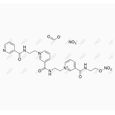 1-(2-(nicotinamido)ethyl)-3-((2-(3-((2-(nitrooxy)ethyl)carbamoyl)pyridin-1-ium-1-yl)ethyl)carbamoyl)pyridin-1-ium formate nitrate	尼可地尔杂质1(甲酸盐硝酸盐）