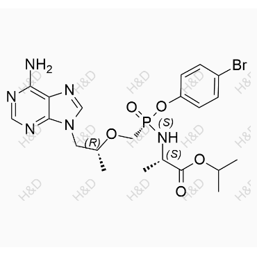 替诺福韦艾拉酚胺杂质17	(S)-isopropyl 2-(((S)-((((R)-1-(6-amino-9H-purin-9-yl)propan-2-yl)oxy)methyl)(4-bromophenoxy)phosphoryl)amino)propanoate