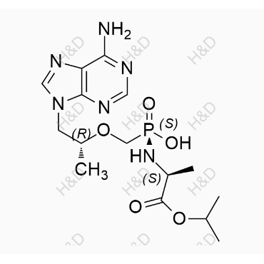 替诺福韦艾拉酚胺杂质62	(S)-P-((((R)-1-(6-amino-9H-purin-9-yl)propan-2-yl)oxy)methyl)-N-((S)-1-isopropoxy-1-oxopropan-2-yl)phosphonamidic acid