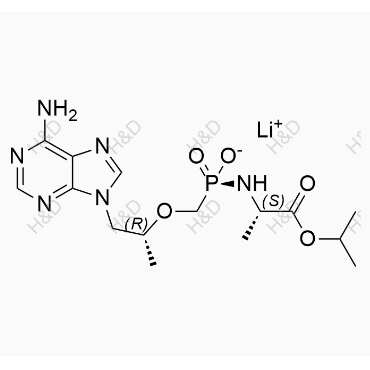 替诺福韦艾拉酚胺杂质62(锂盐)	lithium P-((((R)-1-(6-amino-9H-purin-9-yl)propan-2-yl)oxy)methyl)-N-((S)-1-isopropoxy-1-oxopropan-2-yl)phosphonamidate