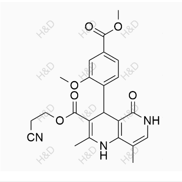 非奈利酮杂质37	2-cyanoethyl 4-(2-methoxy-4-(methoxycarbonyl)phenyl)-2,8-dimethyl-5-oxo-1,4,5,6-tetrahydro-1,6-naphthyridine-3-carboxylate