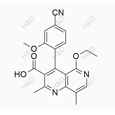 非奈利酮杂质50	4-(4-cyano-2-methoxyphenyl)-5-ethoxy-2,8-dimethyl-1,6-naphthyridine-3-carboxylic acid