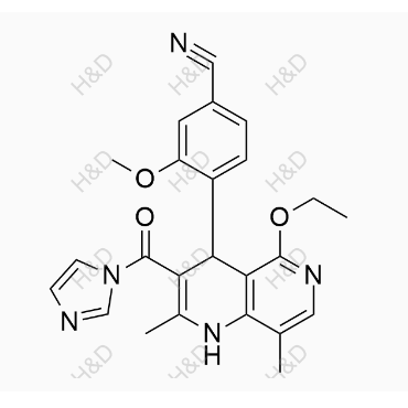 非奈利酮杂质60	4-(5-ethoxy-3-(1H-imidazole-1-carbonyl)-2,8-dimethyl-1,4-dihydro-1,6-naphthyridin-4-yl)-3-methoxybenzonitrile