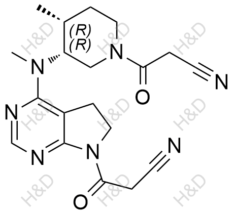 3-(4-(((3R,4R)-1-(2-cyanoacetyl)-4-methylpiperidin-3-yl)(methyl)amino)-5H-pyrrolo[2,3-d]pyrimidin-7(6H)-yl)-3-oxopropanenitrile	托法替尼杂质O