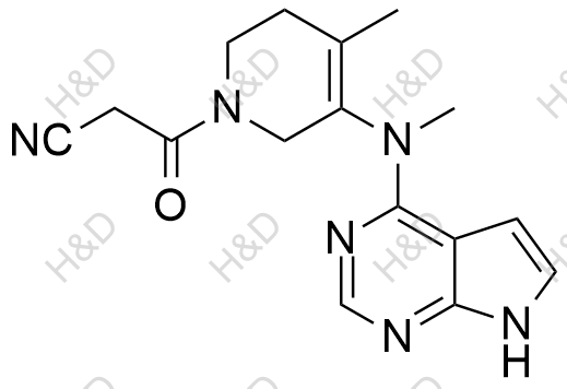 3-(4-methyl-3-(methyl(7H-pyrrolo[2,3-d]pyrimidin-4-yl)amino)-5,6-dihydropyridin-1(2H)-yl)-3-oxopropanenitrile	托法替尼杂质91