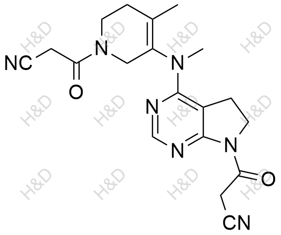 3-(4-((1-(2-cyanoacetyl)-4-methyl-1,2,5,6-tetrahydropyridin-3-yl)(methyl)amino)-5H-pyrrolo[2,3-d]pyrimidin-7(6H)-yl)-3-oxopropanenitrile	托法替尼杂质92