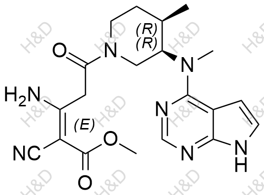 (E)-methyl 3-amino-2-cyano-5-((3R,4R)-4-methyl-3-(methyl(7H-pyrrolo[2,3-d]pyrimidin-4-yl)amino)piperidin-1-yl)-5-oxopent-2-enoate	托法替尼杂质108