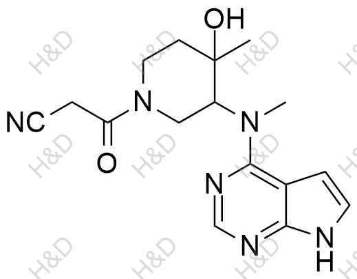 3-(4-hydroxy-4-methyl-3-(methyl(7H-pyrrolo[2,3-d]pyrimidin-4-yl)amino)piperidin-1-yl)-3-oxopropanenitrile	托法替尼杂质115