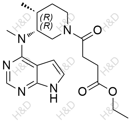 ethyl 4-((3R,4R)-4-methyl-3-(methyl(7H-pyrrolo[2,3-d]pyrimidin-4-yl)amino)piperidin-1-yl)-4-oxobutanoate	托法替尼杂质135