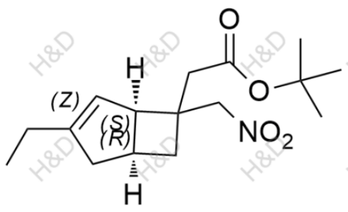 tert-butyl 2-((1R,5S)-3-ethyl-6-(nitromethyl)bicyclo[3.2.0]hept-3-en-6-yl)acetate	米诺巴林杂质11	