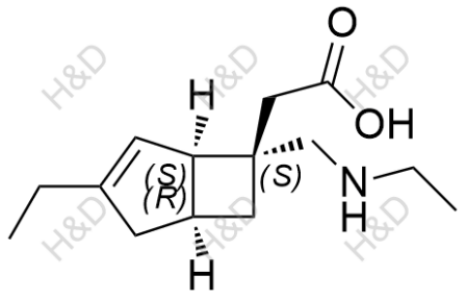 2-((1R,5S,6S)-3-ethyl-6-((ethylamino)methyl)bicyclo[3.2.0]hept-3-en-6-yl)acetic acid	米诺巴林杂质30	