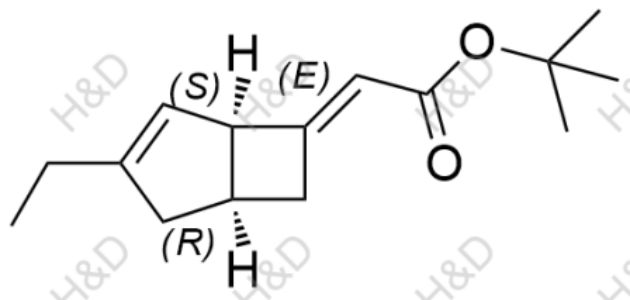 (E)-tert-butyl 2-((1R,5S)-3-ethylbicyclo[3.2.0]hept-3-en-6-ylidene)acetate	米诺巴林杂质47	