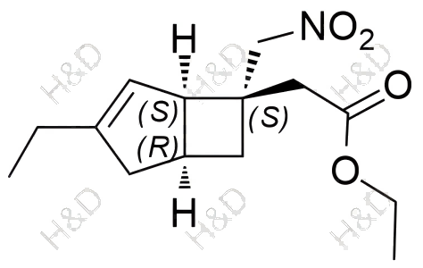 ethyl 2-((1R,5S,6S)-3-ethyl-6-(nitromethyl)bicyclo[3.2.0]hept-3-en-6-yl)acetate	米诺巴林杂质69