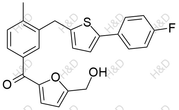 (3-((5-(4-fluorophenyl)thiophen-2-yl)methyl)-4-methylphenyl)(5-(hydroxymethyl)furan-2-yl)methanone	卡格列净杂质27	