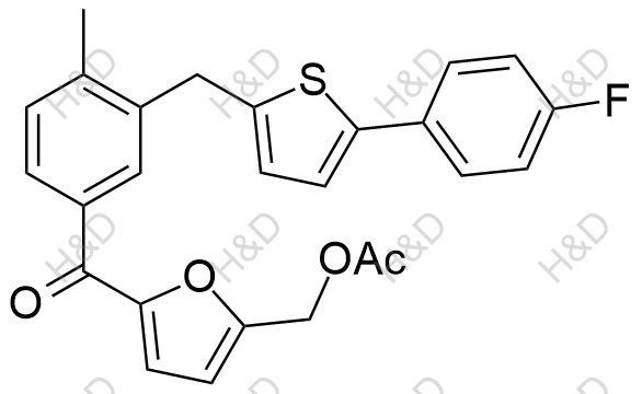 (5-(3-((5-(4-fluorophenyl)thiophen-2-yl)methyl)-4-methylbenzoyl)furan-2-yl)methyl acetate	卡格列净杂质29	