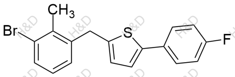 2-(3-bromo-2-methylbenzyl)-5-(4-fluorophenyl)thiophene	卡格列净杂质51	