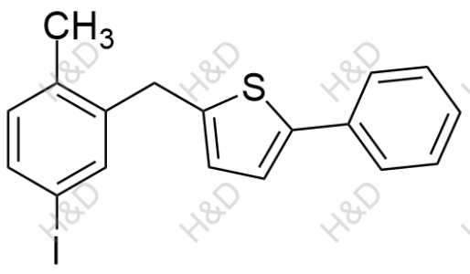 2-(5-iodo-2-methylbenzyl)-5-phenylthiophene	卡格列净杂质58	