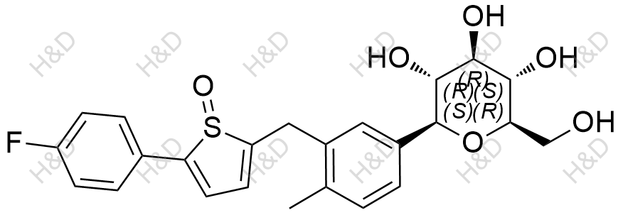 2-(4-fluorophenyl)-5-(2-methyl-5-((2S,3R,4R,5S,6R)-3,4,5-trihydroxy-6-(hydroxymethyl)tetrahydro-2H-pyran-2-yl)benzyl)thiophene 1-oxide	卡格列净杂质85	