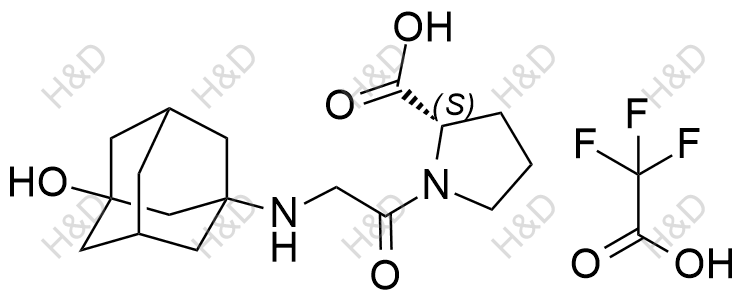 (S)-1-(2-(((1r,3R,5R,7S)-3-hydroxyadamantan-1-yl)amino)acetyl)pyrrolidine-2-carboxylic acid compound with 2,2,2-trifluoroacetic acid (1:1)	维格列汀杂质ZA9	