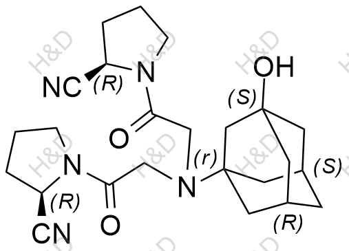 (2R,2'R)-1,1'-(2,2'-(((1r,3S,5R,7S)-3-hydroxyadamantan-1-yl)azanediyl)bis(acetyl))bis(pyrrolidine-2-carbonitrile)	维格列汀杂质4	