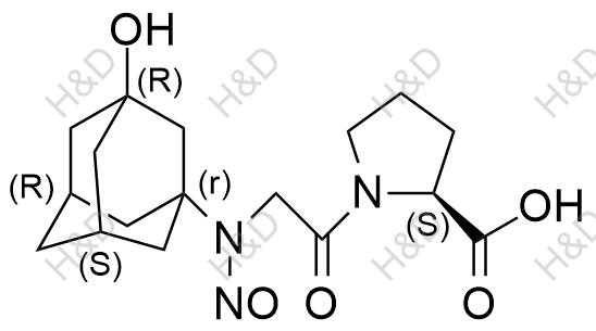 (S)-1-(2-(((1r,3R,5R,7S)-3-hydroxyadamantan-1-yl)(nitroso)amino)acetyl)pyrrolidine-2-carboxylic acid	维格列汀杂质66	