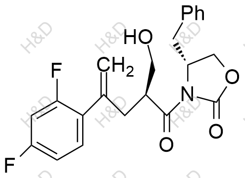 (R)-4-benzyl-3-((S)-4-(2,4-difluorophenyl)-2-(hydroxymethyl)pent-4-enoyl)oxazolidin-2-one	泊沙康唑杂质23	