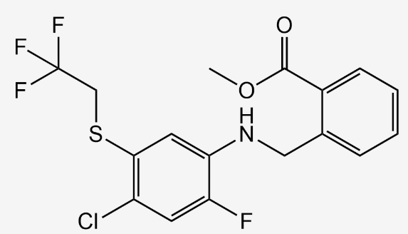 苯苄螨胺，2566451-67-8，2-({4-氯-2-氟-5-[(2,2,2-三氟乙基)硫烷基]苯氨基}甲基)苯甲酸甲酯